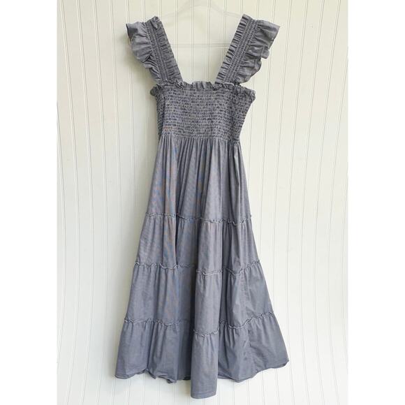 Hill House Ellie Maxi Nap Dress Blue Striped Cotton Sleeveless Smocked Small - Picture 5 of 7